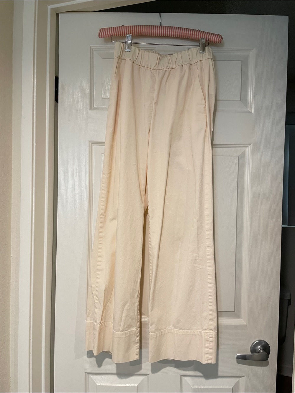 Everlane Off-White Elastic Waist Wide-Leg Pants